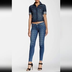 Paige Verdugo Embellished Jeweled Rhinestone Mid-Rise Skinny Jeans